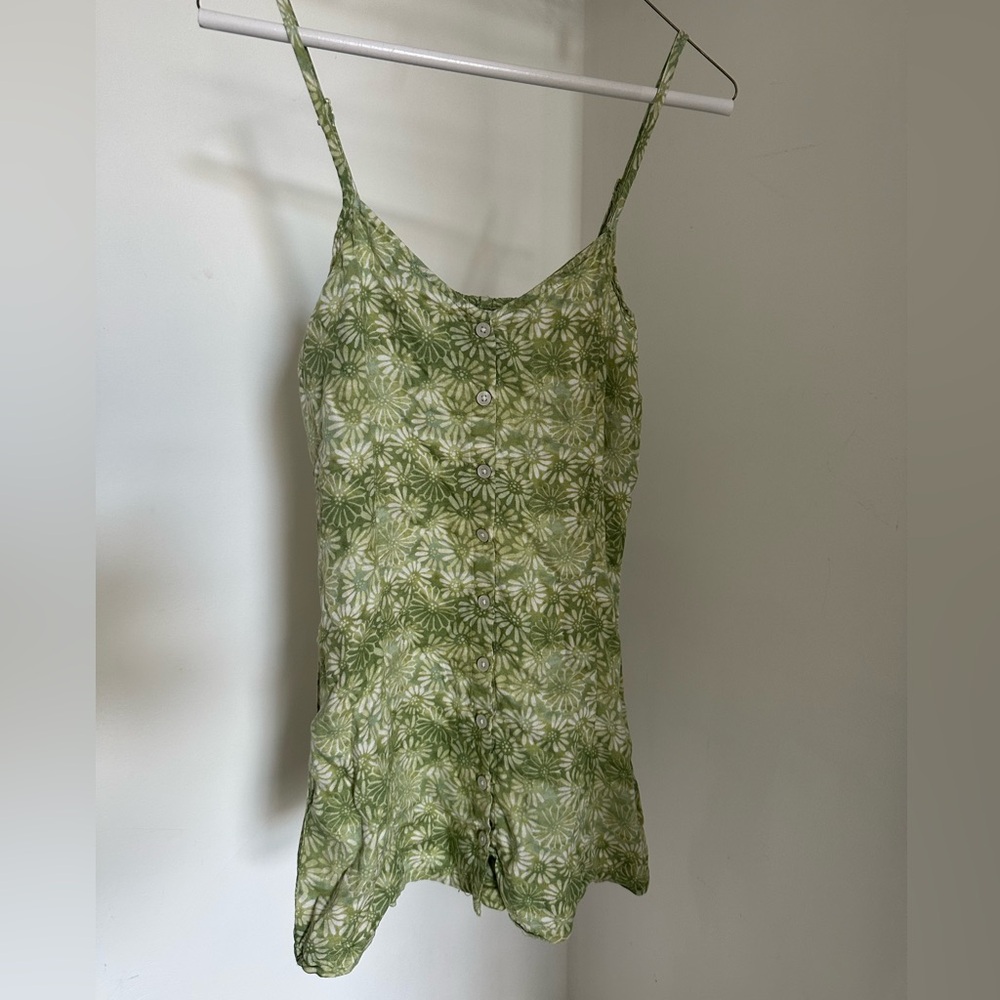 American Eagle Outfitters Green and White Asymmetrical Mini Dress